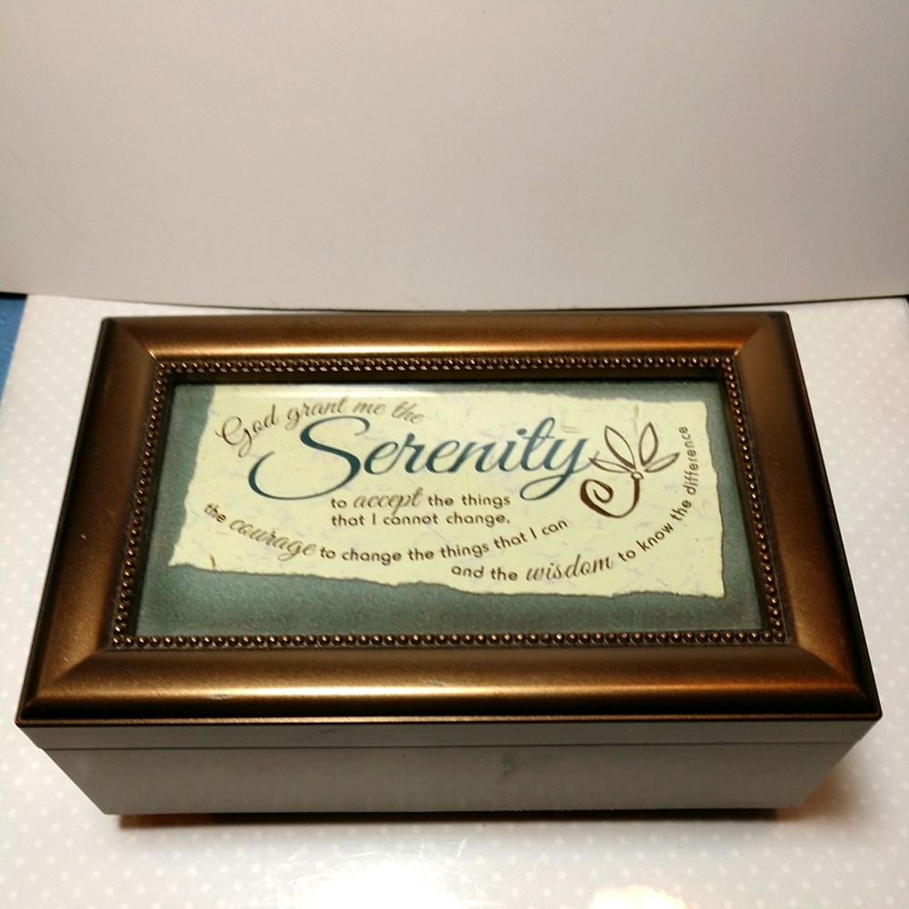 🎶🎵 Music Box 6" Carson Home Accents Serenity Prayer Plays "Friend For Elise"